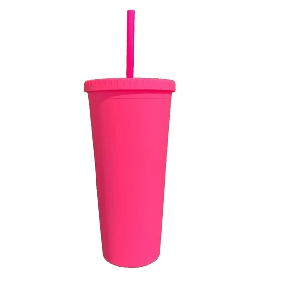 Vibrant Pink Party Tumbler with Straw - Picture 1 of 2